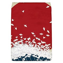 Red Sun Sea Waves Bird Japanese Art Minimalist Removable Flap Cover (L)