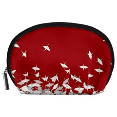 Red Sun Sea Waves Bird Japanese Art Minimalist Accessory Pouch (Large)