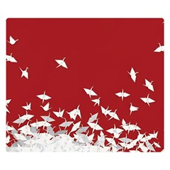 Red Sun Sea Waves Bird Japanese Art Minimalist Two Sides Premium Plush Fleece Blanket (Small)