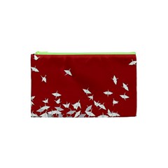 Red Sun Sea Waves Bird Japanese Art Minimalist Cosmetic Bag (XS)