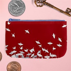 Red Sun Sea Waves Bird Japanese Art Minimalist Large Coin Purse