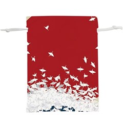 Red Sun Sea Waves Bird Japanese Art Minimalist Lightweight Drawstring Pouch (XL)