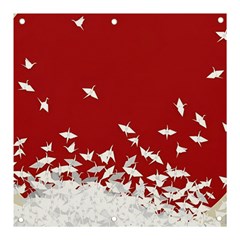 Red Sun Sea Waves Bird Japanese Art Minimalist Banner and Sign 3  x 3 