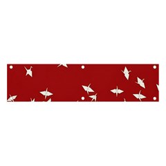 Red Sun Sea Waves Bird Japanese Art Minimalist Banner and Sign 4  x 1 