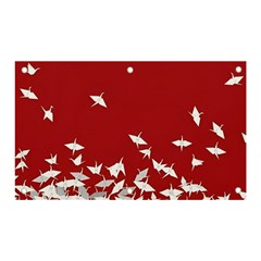 Red Sun Sea Waves Bird Japanese Art Minimalist Banner And Sign 5  X 3  by Bedest