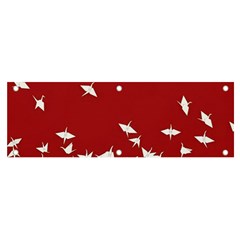 Red Sun Sea Waves Bird Japanese Art Minimalist Banner and Sign 6  x 2 