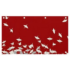 Red Sun Sea Waves Bird Japanese Art Minimalist Banner and Sign 7  x 4 