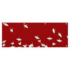 Red Sun Sea Waves Bird Japanese Art Minimalist Banner and Sign 8  x 3 