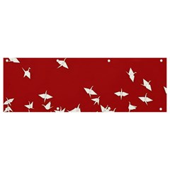 Red Sun Sea Waves Bird Japanese Art Minimalist Banner and Sign 9  x 3 