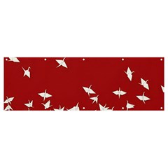 Red Sun Sea Waves Bird Japanese Art Minimalist Banner and Sign 12  x 4 