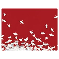 Red Sun Sea Waves Bird Japanese Art Minimalist Premium Plush Fleece Blanket (Extra Small)