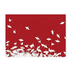 Red Sun Sea Waves Bird Japanese Art Minimalist Crystal Sticker (A4)