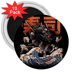 Sushi Dragon Japanese 3  Magnets (10 Pack)  by Bedest