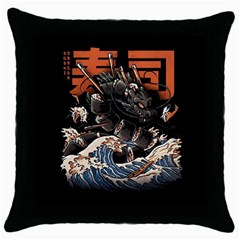 Sushi Dragon Japanese Throw Pillow Case (black)