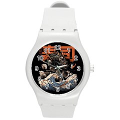 Sushi Dragon Japanese Round Plastic Sport Watch (m) by Bedest