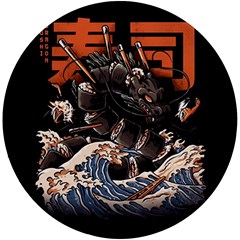 Sushi Dragon Japanese Uv Print Round Tile Coaster