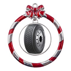 Tire Metal Red Ribbon Round Ornament by Ket1n9