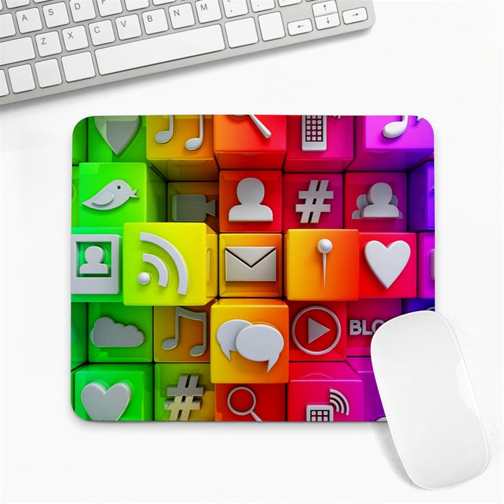 Colorful 3d Social Media Large Mousepad