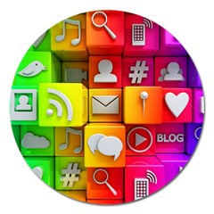 Colorful 3d Social Media Magnet 5  (round) by Ket1n9