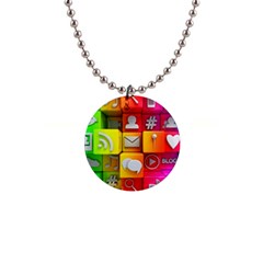 Colorful 3d Social Media 1  Button Necklace by Ket1n9