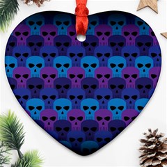 Skull Pattern Wallpaper Heart Ornament (two Sides) by Ket1n9