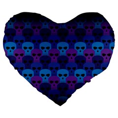 Skull Pattern Wallpaper Large 19  Premium Flano Heart Shape Cushions by Ket1n9