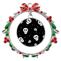 Skull Pattern Metal X mas Wreath Ribbon Ornament by Ket1n9