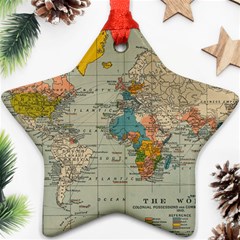 Vintage World Map Star Ornament (two Sides) by Ket1n9