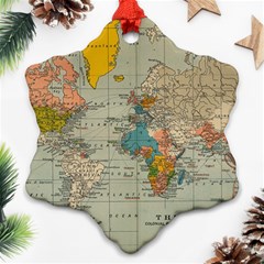 Vintage World Map Ornament (snowflake) by Ket1n9