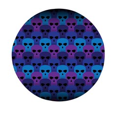 Skull Pattern Wallpaper Mini Round Pill Box by Ket1n9