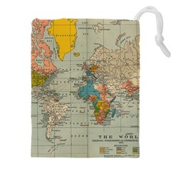 Vintage World Map Drawstring Pouch (5xl) by Ket1n9