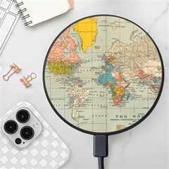 Vintage World Map Wireless Fast Charger(black) by Ket1n9