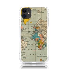 Vintage World Map Iphone 11 Tpu Uv Print Case by Ket1n9