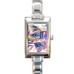 United States Of America Usa  Images Independence Day Rectangle Italian Charm Watch by Ket1n9