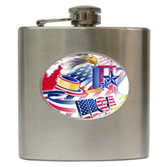 United States Of America Usa  Images Independence Day Hip Flask (6 Oz) by Ket1n9