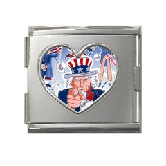 Independence Day United States Of America Mega Link Heart Italian Charm (18mm) by Ket1n9