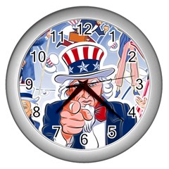 Independence Day United States Of America Wall Clock (silver) by Ket1n9