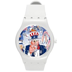 Independence Day United States Of America Round Plastic Sport Watch (m) by Ket1n9