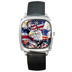 United States Of America Images Independence Day Square Metal Watch by Ket1n9