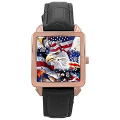 United States Of America Images Independence Day Rose Gold Leather Watch  by Ket1n9