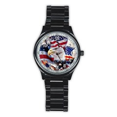 United States Of America Images Independence Day Stainless Steel Round Watch by Ket1n9