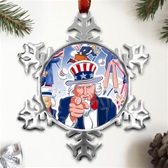 Independence Day United States Of America Metal Small Snowflake Ornament by Ket1n9