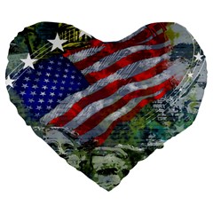 Usa United States Of America Images Independence Day Large 19  Premium Heart Shape Cushions by Ket1n9