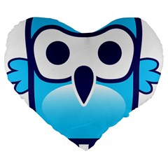 Owl Logo Clip Art Large 19  Premium Heart Shape Cushions by Ket1n9