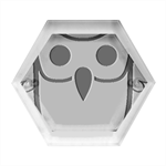 Owl Logo Clip Art Hexagon Wood Jewelry Box Front