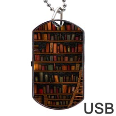 Books Library Dog Tag Usb Flash (one Side) by Ket1n9