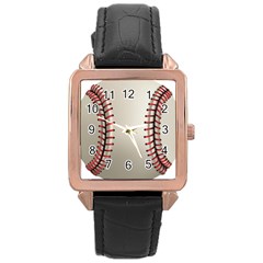 Baseball Rose Gold Leather Watch  by Ket1n9