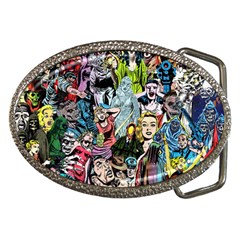 Vintage Horror Collage Pattern Belt Buckles by Ket1n9