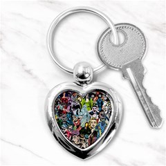 Vintage Horror Collage Pattern Key Chain (heart) by Ket1n9