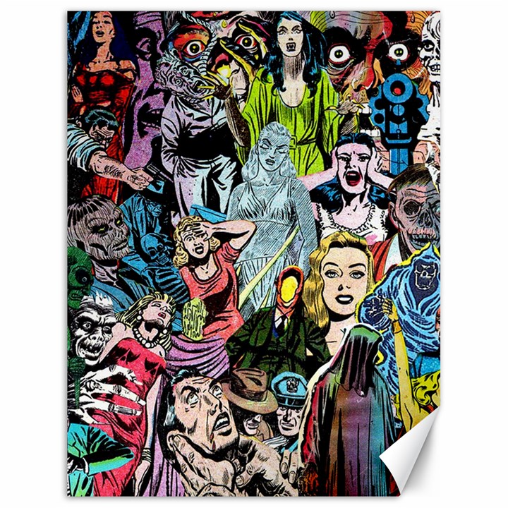 Vintage Horror Collage Pattern Canvas 18  x 24 